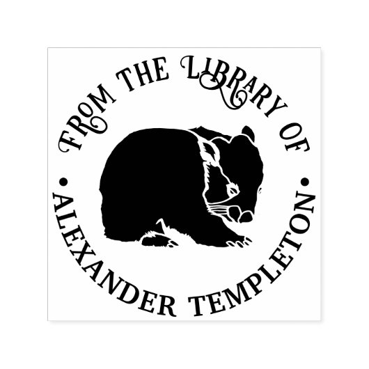 Australische Wombat Silhouet Bibliotheek Boek Naam Zelfinktende Stempel (Design)