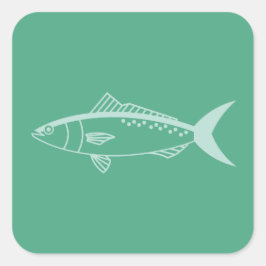Australische zalmvis in Aqua op Mint Groen Vierkante Sticker