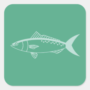 Australische zalmvis in Aqua op Mint Groen Vierkante Sticker