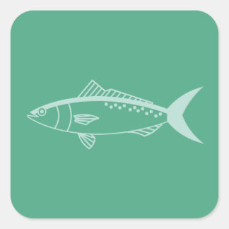 Australische zalmvis in Aqua op Mint Groen Vierkante Sticker