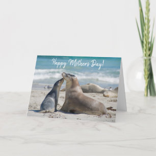 Australische zeeleeuw en knappe baby, Moederdag Kaart