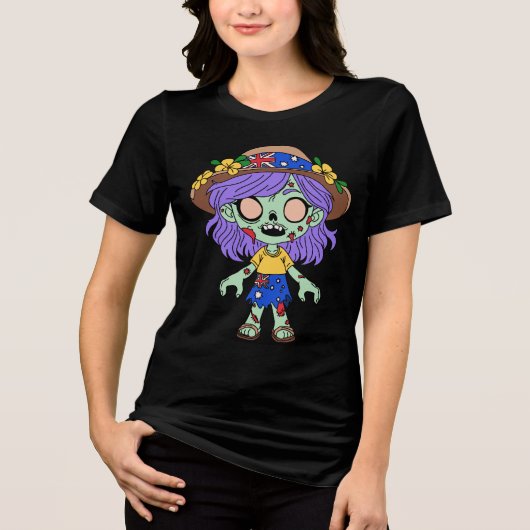 Australische zombie Tri-Blend shirt (Voorkant)