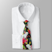 Australische zomer tropische papegaai zwart Stropd Stropdas (Gebonden)