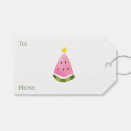 Australische Zomer Watermeloen Kerstboom Cadeaulabel