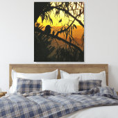 Australische Zonsondergang Kookaburra Silhouet Ver Canvas Afdruk (Insitu (Slaapkamer))