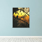 Australische Zonsondergang Kookaburra Silhouet Ver Canvas Afdruk (Insitu (Houten vloer))