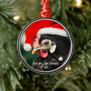 Australorp Kip in Santa Hat Kerst Metalen Ornament