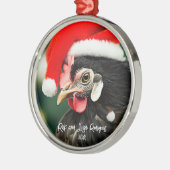  Australorp Kip in Santa Hat Kerst Metalen Ornament (Links)