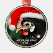  Australorp Kip in Santa Hat Kerst Metalen Ornament (Voorkant)