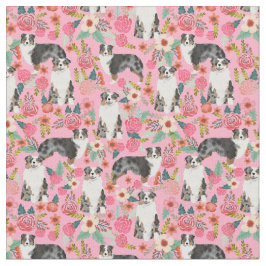 Austrarlian Shepherd dog roze  florals Stof