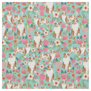 Austrarlian Shepherd red merle  florals Stof