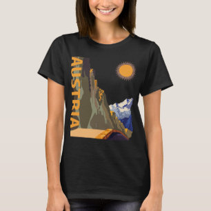 Austria Alpen Berg Zon Retro Reis T-Shirt