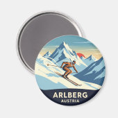 Austria Arlberg Skier Magneet (Voorkant / Achterkant)