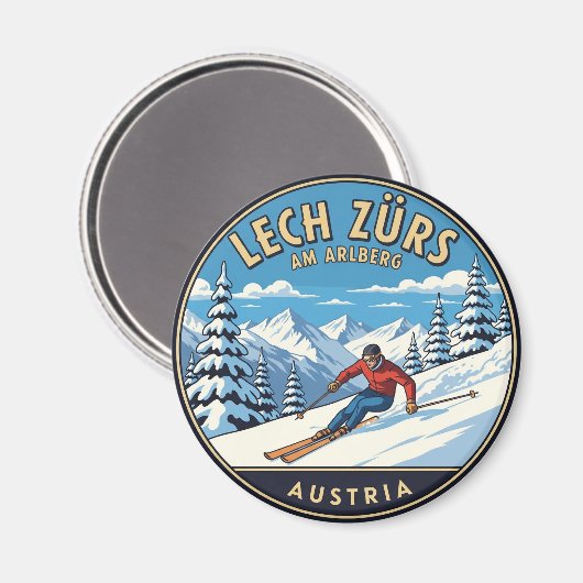 Austria Arlberg Skier Magneet (Voorkant / Achterkant)