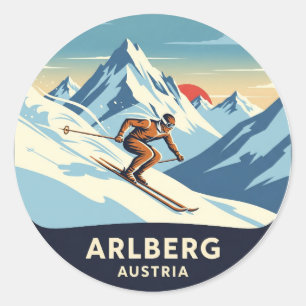 Austria Arlberg Skier Ronde Sticker