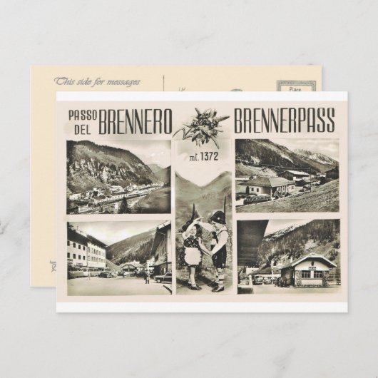 Austria, Brenner Pass, linking Austria and Italy Briefkaart (Voorkant / Achterkant)