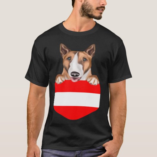 Austria Flag Bull Terrier Dog In Pocket T-shirt (Voorkant)