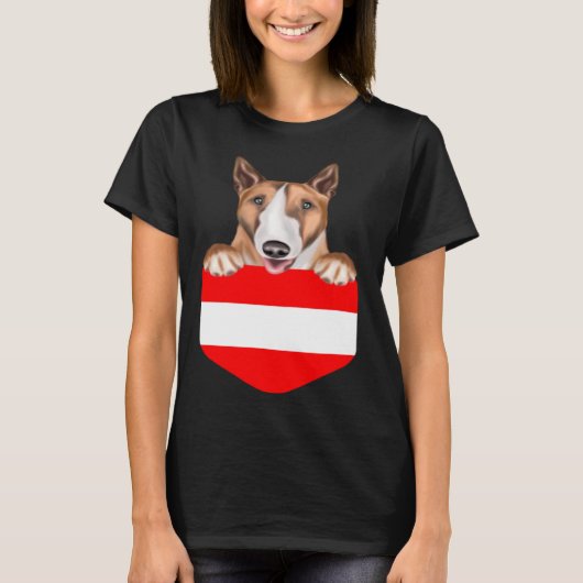 Austria Flag Bull Terrier Dog In Pocket T-shirt (Voorkant)