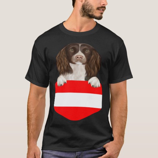 Austria Flag English Springer Spaniel Dog In Pocke T-shirt (Voorkant)