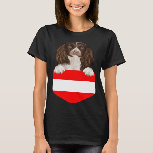 Austria Flag English Springer Spaniel Dog In Pocke T-shirt (Voorkant)
