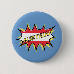 Austria Flag Kapow Comic Style Star Ronde Button 5,7 Cm