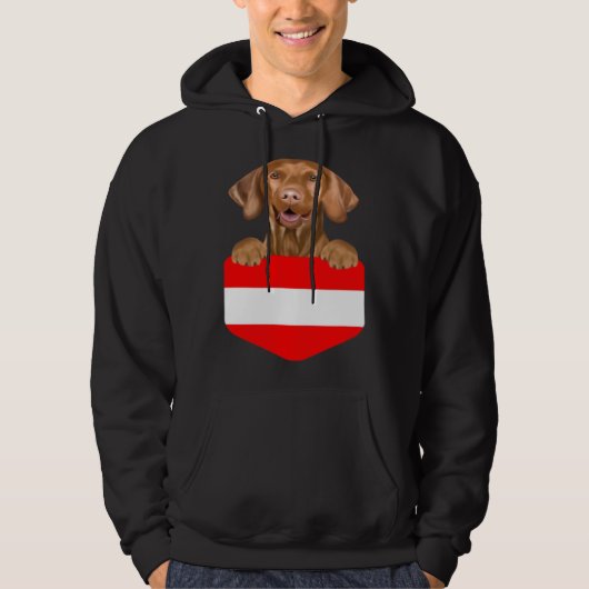 Austria Flag Vizsla Dog In Pocket Hoodie (Voorkant)