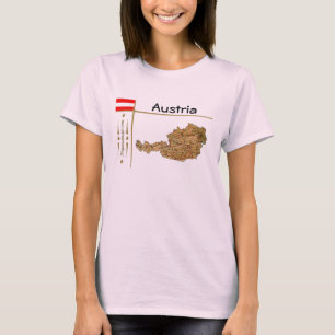 Austria Kaart + Vlag + Titel T-Shirt