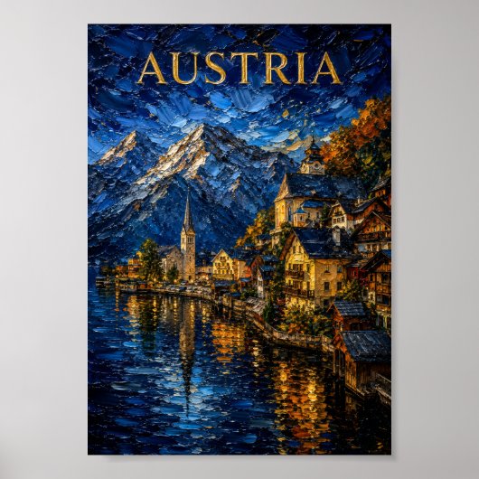 Austria: Picturesque Hallstatt Art Souvenir Poster (Voorkant)
