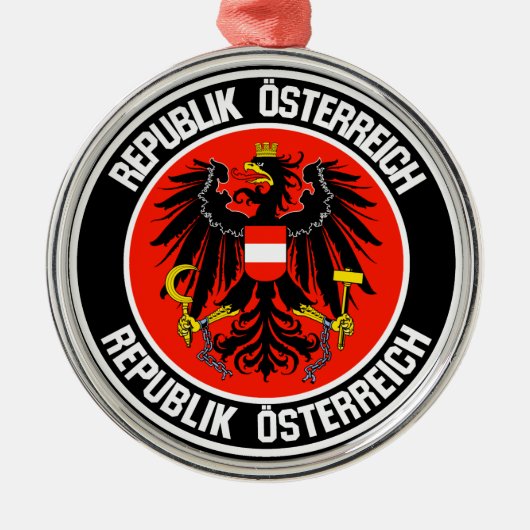 Austria Round Emblem Metalen Ornament (Voorkant)