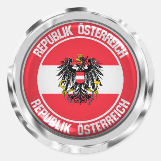 Austria Round Emblem Ronde Sticker (Voorkant)