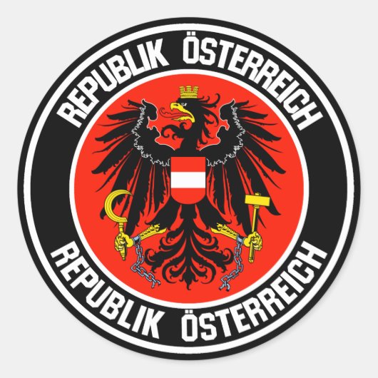 Austria Round Emblem Ronde Sticker (Voorkant)