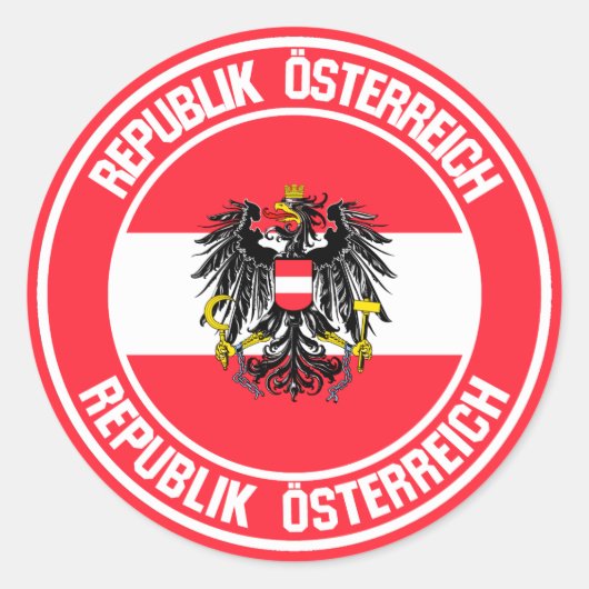 Austria Round Emblem Ronde Sticker (Voorkant)