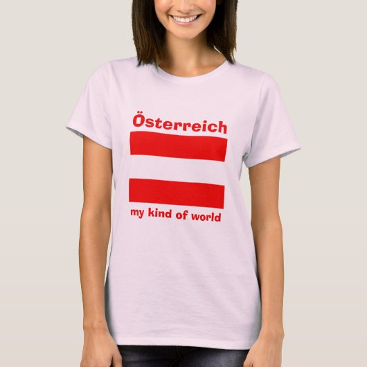 Austria Vlag + Kaart + Tekst T-shirt (Voorkant)