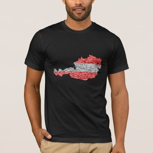 Austria Vlagkleur Kaart T-Shirt (Voorkant)