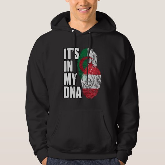 Austrian And Algerian Mix DNA Flag Heritage Hoodie (Voorkant)
