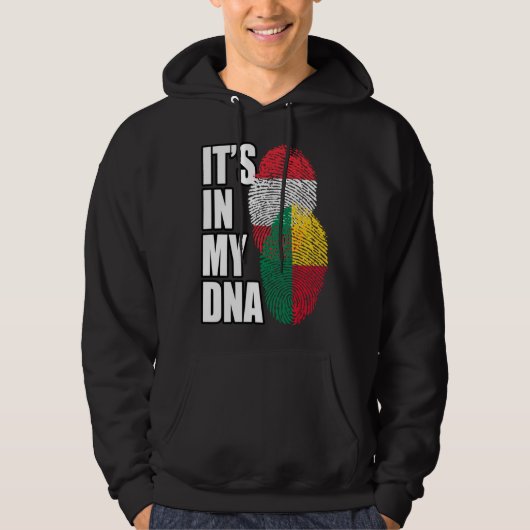 Austrian And Beninese Mix DNA Flag Heritage Hoodie (Voorkant)