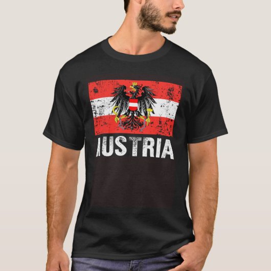 Austrian Flag Austria Vienna Land der Berge Eagle T-shirt (Voorkant)