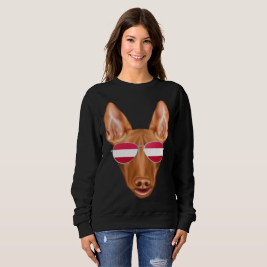 Austrian Flag Pharaoh Hound Dog Austria Pocket Trui (Voorkant volledig)