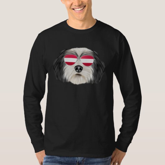 Austrian Flag Polish Lowland Sheepdog Dog Austria  T-shirt (Voorkant)