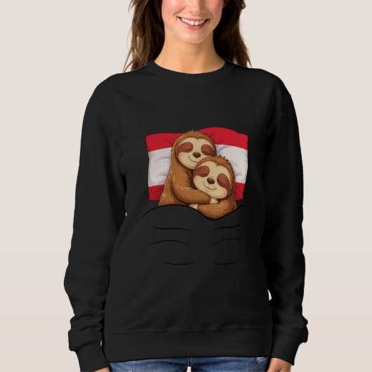 Austrian Flag Sloth Pajama Sleepover Sleeping Aust Trui (Voorkant)