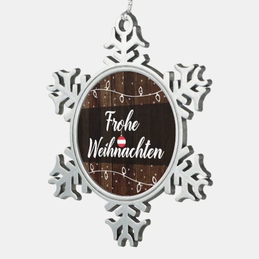Austrian Merry kerst Frohe Weihnachten Tin Sneeuwvlok Ornament (Rechts)