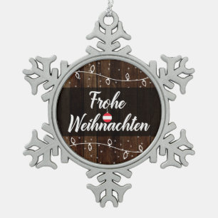 Austrian Merry kerst Frohe Weihnachten Tin Sneeuwvlok Ornament