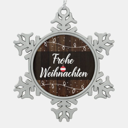 Austrian Merry kerst Frohe Weihnachten Tin Sneeuwvlok Ornament (Voorkant)