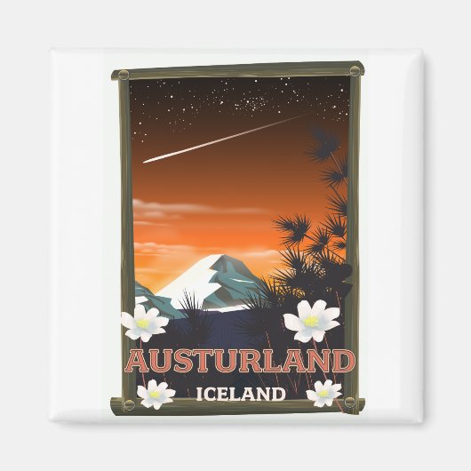 Austurland IJsland reisposter Magneet (Voorkant)