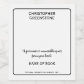 Auteur boek Launch Party Ondertekend Wijn Etiket (Enkel label)