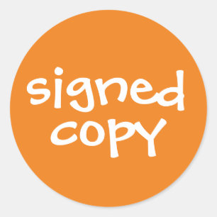 Auteur Boek Ondertekend Exemplaar Sinaasappel Ronde Sticker