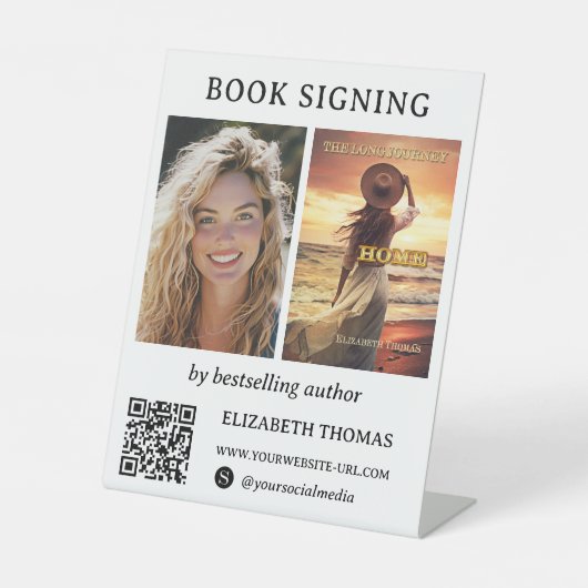 Auteur Boek Signing Foto QR Code Minimalist Reclamebord Met Voetstuk (Voorkant)