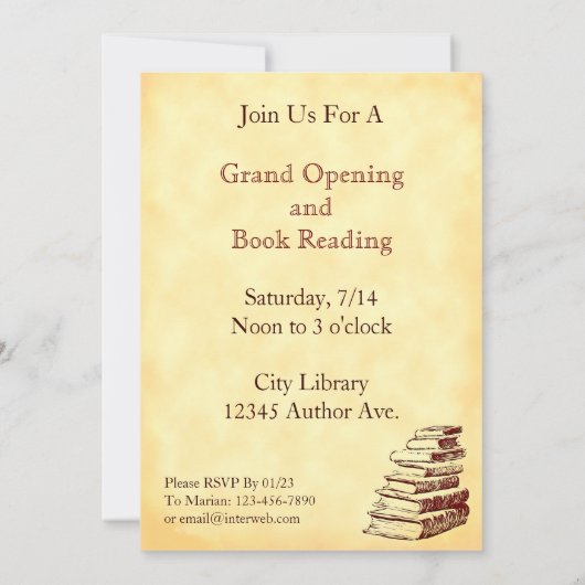 Auteur Book Party  Art Custom 5x7" Kaart (Achterkant)