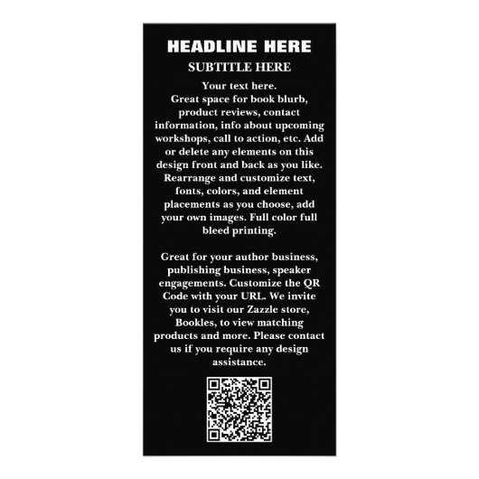 Auteur Evenement Advertentie Promotie QR Code Zwar Reclamekaart (Achterkant)