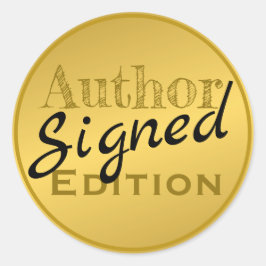 Auteur gesigneerd geel goud ronde sticker